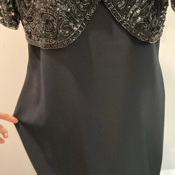 Neiman Marcus Black Sparkling High Society Beaded Dress size 10 - Picture 12 of 16